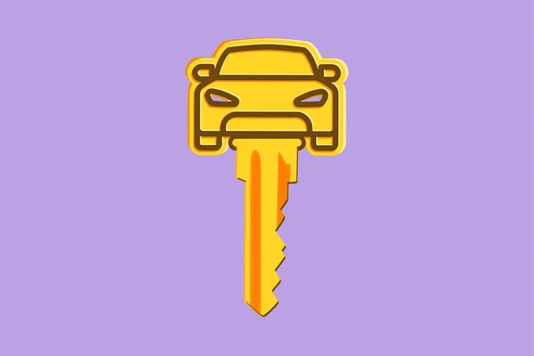 Χαρακτήρας Επίπεδης Σχεδίασης Αυτοκίνητο Σχήμα Βασικού Λογότυπου Εικονίδιο Σύμβολο Κλειδί — Διανυσματικό Αρχείο
