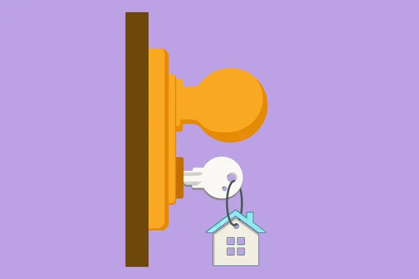 Cartoon Flachen Stil Zeichnung Schlüssel Schlüsselloch Der Tür Immobilien Zum — Stockvektor