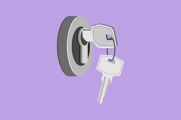 Character Flat Drawing Stylized Door Knob Locks Keys Isolated Open — Stock Vector