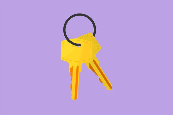 Charakter Flache Zeichnung Stilisiertes Schlüsselbund Symbol Haus Wohnung Zum Verkauf — Stockvektor