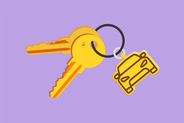 Character Flat Drawing Keys Car Shaped Key Holders Keychain Key — Stock Vector
