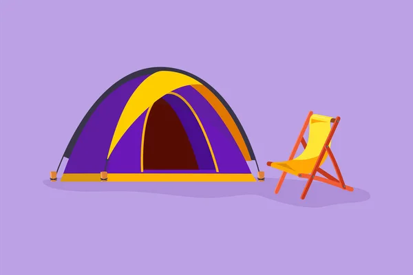 Charakter Flache Zeichnung Stilisierte Campinglandschaft Mit Bergen Hintergrund Zelte Mit — Stockvektor