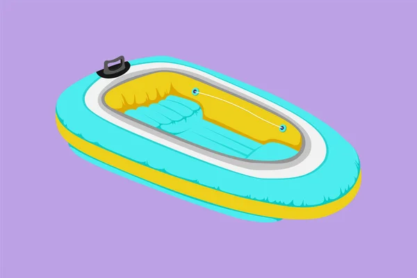 Grafisk Platt Ritning Uppblåsbar Båt Gummibåt Som Blåser Med Flyg — Stock vektor