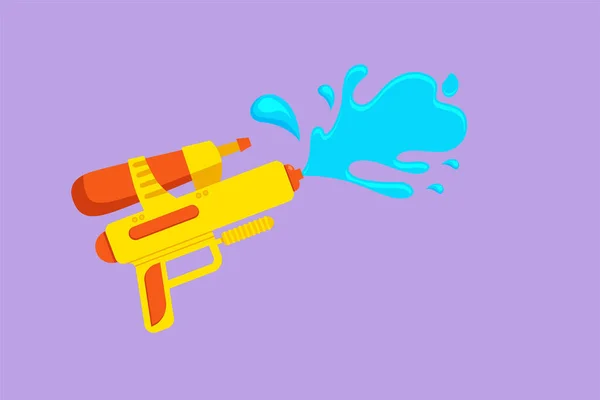 Charakter Flache Zeichnung Von Wasserpistolen Spritzte Wasser Für Songkran Oder — Stockvektor