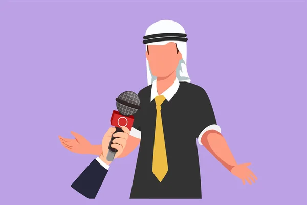 Dessin Animé Style Plat Homme Affaires Arabe Donnant Une Interview — Image vectorielle