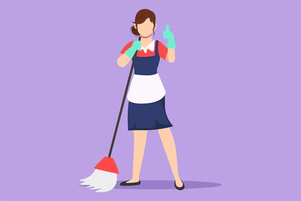 Graphic Flat Design Drawing Floor Care Cleaning Services Washing Mop — Stock Vector