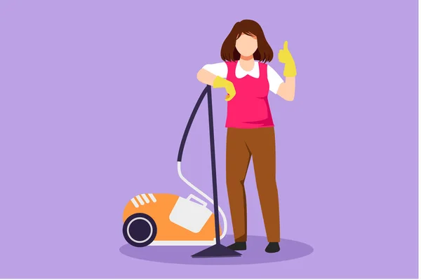 Desenho Desenho Animado Estilo Plano Trabalhador Serviço Limpeza Mulher Bonita —  Vetores de Stock