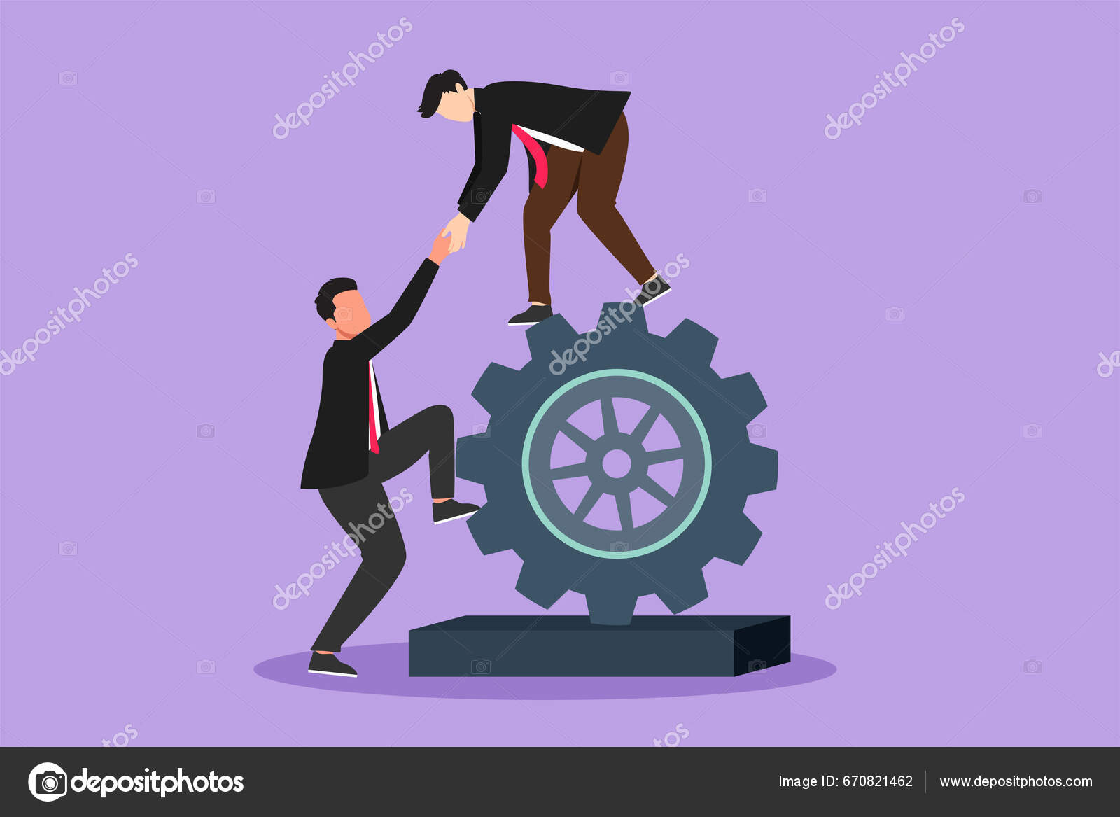 Tegneserie Flat Stil Tegner Forretningsmenn Som Hjelper Hverandre Toppen  Cog stockvektor © onetime1234 #670821462, image size:1600x1167