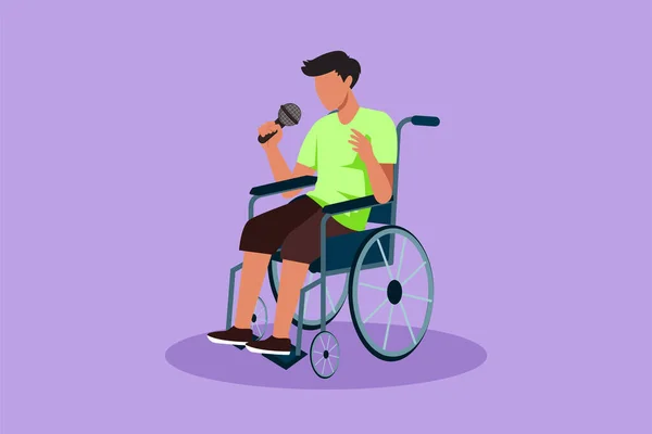 Dessin Animé Style Plat Personne Handicapée Profiter Vie Bel Homme — Image vectorielle