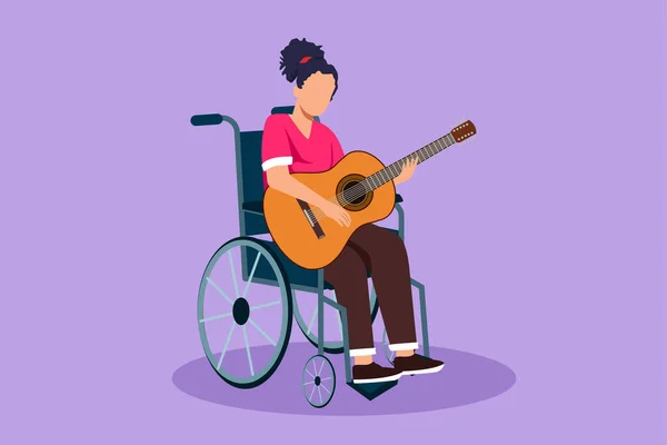 Cartoon Επίπεδη Στυλ Σχέδιο Όμορφη Γυναίκα Κάθονται Αναπηρική Καρέκλα Ακουστική — Διανυσματικό Αρχείο