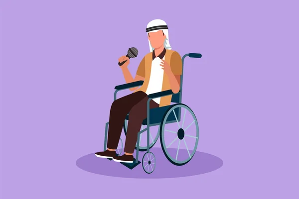 Graphisme Dessin Plat Personne Handicapée Profiter Vie Homme Arabe Attrayant — Image vectorielle
