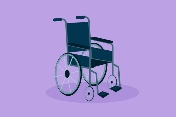 漫画フラットスタイル図面車椅子アイコン シンボル 障害者のためのバナー 空のウォークリーンキャリッジデバイス フラット描画医療療法オブジェクト グラフィックデザインベクターイラスト — ストックベクタ