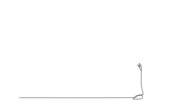 Sürekli kendini çizen animasyon, aktif iş adamlarını iş ortağının elini sıkmaya teşvik ediyor. Harika bir takım çalışması. Moda ile iş projesi konsepti. Tam uzunluktaki tek çizgi canlandırması