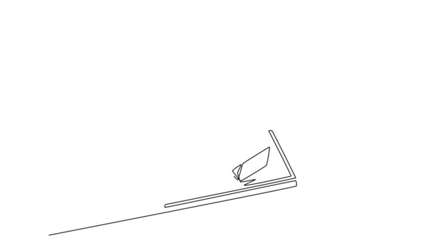 Анимационный Саморисование Непрерывной Линии Рисует Верхний Вид Бизнесменов Пожимающих Руку — стоковое видео