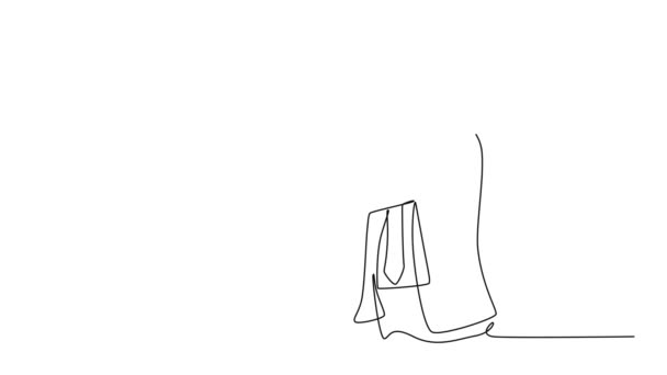 Анимационный Саморисование Непрерывной Линии Рисовать Фронт Зрения Бизнесменов Рукопожатия Своего — стоковое видео