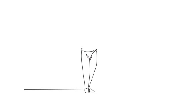 Саморисование Анимации Одной Линии Рисует Бизнесменов Пожимающих Руку Партнерше Бизнесу — стоковое видео