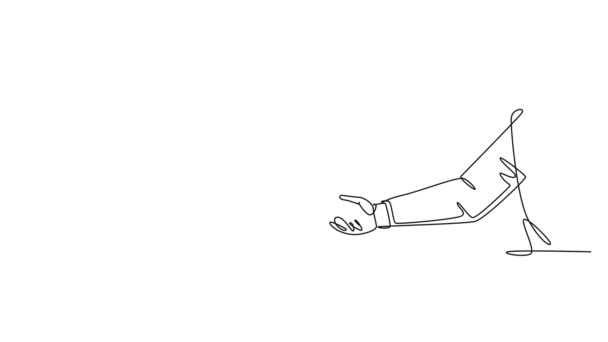 Auto Dibujo Animación Una Sola Línea Dibujar Mujer Negocios Feliz — Vídeo de stock