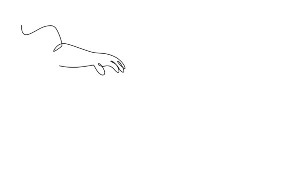 Self Drawing Animation Single Line Draw Gesture Father Giving Hand — Stock Video