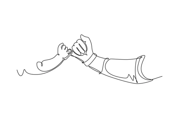 Single Continuous Line Drawing Gesture Father Giving Hand His Child — Stock Vector