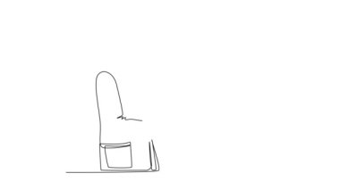 Tek bir çizginin kendi kendine çizimi genç doktoru hastayla tokalaşırken güncel durumu soruyor. Sağlık hizmeti tıbbi kontrol konsepti. Devamlı çizgi çekme. Tam uzunluk canlandırması