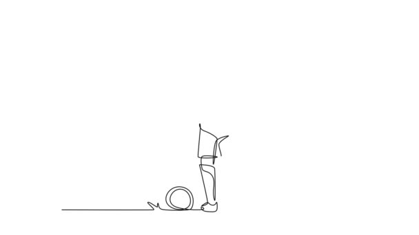 Animierte Selbstzeichnung Der Durchgehenden Linie Zeichnen Attraktive Zwei Fußballer Die — Stockvideo