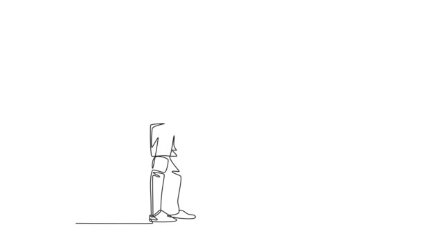 Animierte Selbstzeichnung Von Durchgehenden Linien Zeichnen Glückliche Zwei Fußballer Beim — Stockvideo