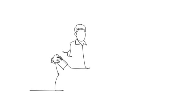 Animowane Samodzielne Rysowanie Ciągły Rysunek Linii Położnik Ginekolog Lekarz Uścisk — Wideo stockowe