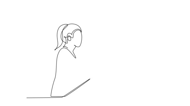 Selbstzeichnende Animation Von Single Line Zeichnen Weibliche Geburtshelferin Und Frauenärztin — Stockvideo