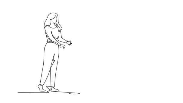 Självritning Animation Enda Linje Rita Ung Läkare Besöker Och Handskakar — Stockvideo