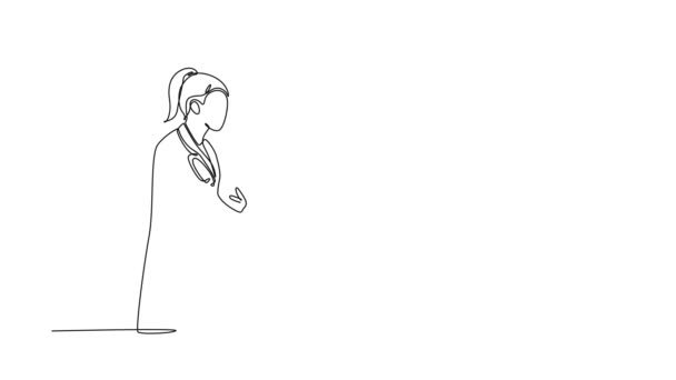 Dibujo Animado Uno Mismo Línea Continua Dibujar Joven Inteligente Hermoso — Vídeos de Stock