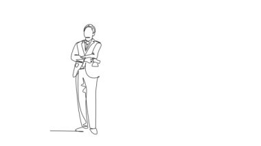 Ofiste el ele tutuşan iş adamı ve iş kadınlarının kendi kendine çizdiği animasyon. Başarılı bir takım çalışması performansı. Devamlı çizgi çekme. Tam uzunluk canlandırması