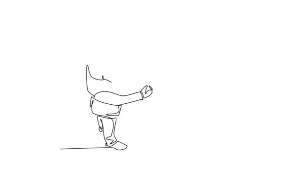 Саморисование Анимация Одной Линии Рисовать Верхний Вид Делового Человека Рукопожатие — стоковое видео