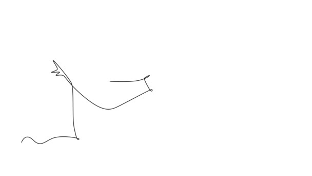 Саморисование Анимация Одной Линии Рисовать Двух Мужчин Рубашке Рукопожатия Показать — стоковое видео