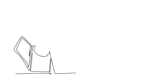 Анимационный Саморисование Непрерывной Линии Рисовать Верхний Вид Молодого Менеджера Рукопожатие — стоковое видео