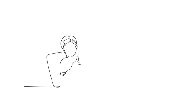 Animated Self Drawing Continuous Line Draw Young Dentist Man Calming — Stock Video