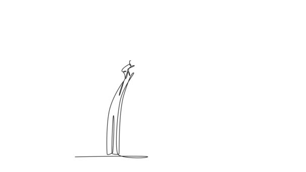 Animierte Selbstzeichnung Von Durchgehenden Linien Zeichnen Junge Glückliche Paar Geschäftsmann — Stockvideo