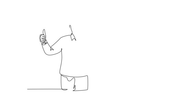 Animowany Własny Rysunek Ciągłej Linii Narysować Młodą Szczęśliwą Parę Dając — Wideo stockowe