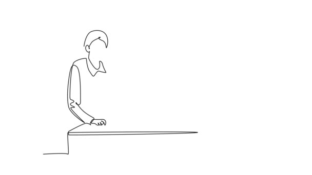 Animowane Samodzielne Rysowanie Ciągłej Linii Narysować Młodą Szczęśliwą Nauczycielkę Szkoły — Wideo stockowe