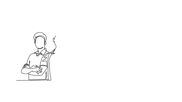 Анимированный Саморисование Непрерывной Линии Рисовать Группу Молодых Счастливых Докторов Большим — стоковое видео