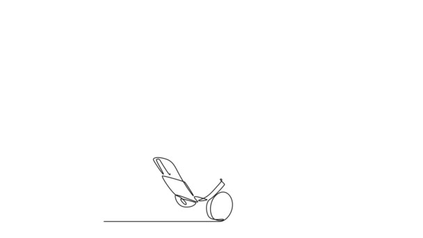 Анимационный Саморисование Непрерывной Линии Рисования Молодой Доставщик Дает Большие Пальцы — стоковое видео