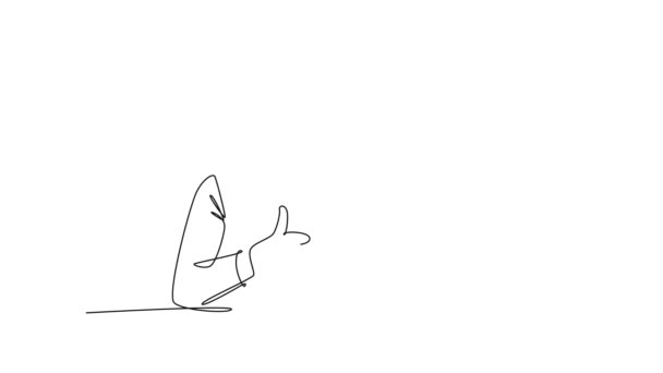 Саморисование Анимация Одной Линии Рисовать Счастливая Красивая Женщина Врач Открыть — стоковое видео