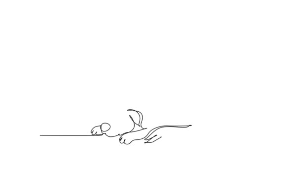 Саморисование Анимация Одной Линии Рисовать Молодой Счастливый Ветеринар Врач Представляет — стоковое видео