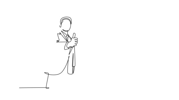 Auto Dibujo Animación Una Sola Línea Dibujar Hombres Negocios Con — Vídeo de stock