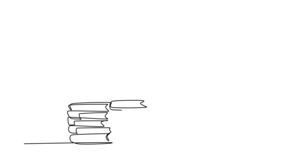 Анимация Саморисования Сплошной Линии Рисует Молодого Счастливого Смышленого Студента Подающего — стоковое видео