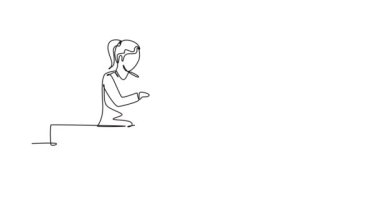 Sürekli kendini çizen animasyon, hasta çocuğu kontrol eden mutlu erkek doktoru kendine çeker ve beşlik çakar. Hastane konseptinde sağlık hizmeti. Tam uzunluktaki tek çizgi canlandırması