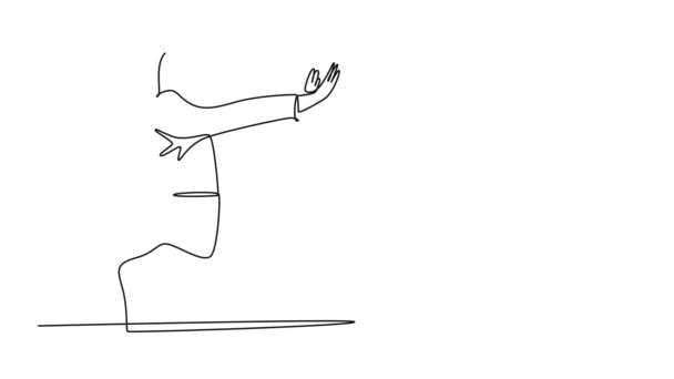 Self Drawing Animation Single Line Draw Businessmen Businesswomen Celebrating Success — Stock Video