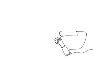 Sürekli çizilen çizgilerin animasyonu genç ve mutlu iş adamlarından oluşan bir grup ellerini birleştirip birlik sembolü olarak çember şeklinde bir şekil oluşturuyor. Takım çalışması konsepti. Tam uzunluktaki tek çizgi canlandırması