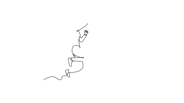 Animierte Selbstzeichnung Der Kontinuierlichen Linienziehung Des Jungen Glücklichen Paares Männlich — Stockvideo