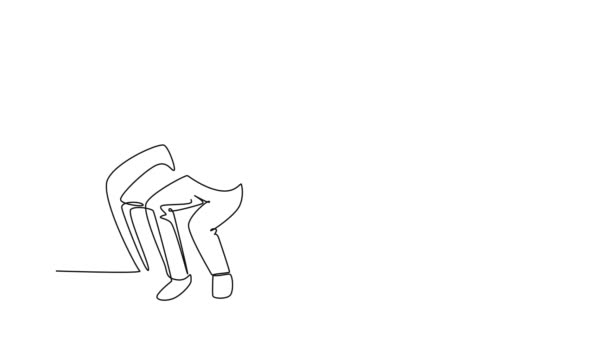 Vlastní Kreslení Animace Jedné Čáry Kreslit Mladé Šťastné Fanoušky Sedí — Stock video