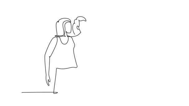 Animação Desenho Auto Grupo Desenho Linha Única Mulheres Felizes Que — Vídeo de Stock